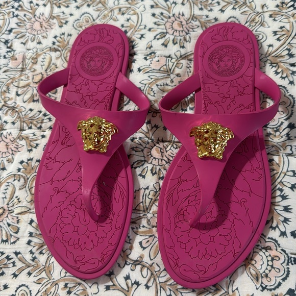 Medusa Slides Versace Medusa Palazzo Thong Sandals Pink Versace